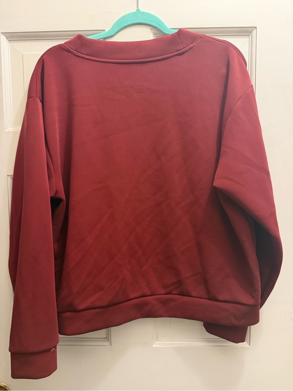 A New Day Women’s Burgundy V-Neck Pullover Sweatshirt – Relaxed Fit - Picture 3 of 4